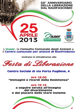 25 aprile, al Centro Anziani si festeggia la Liberazione