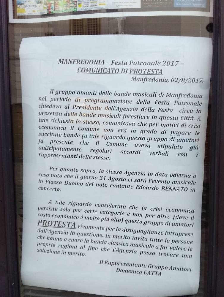 Festa patronale, proteste in arrivo