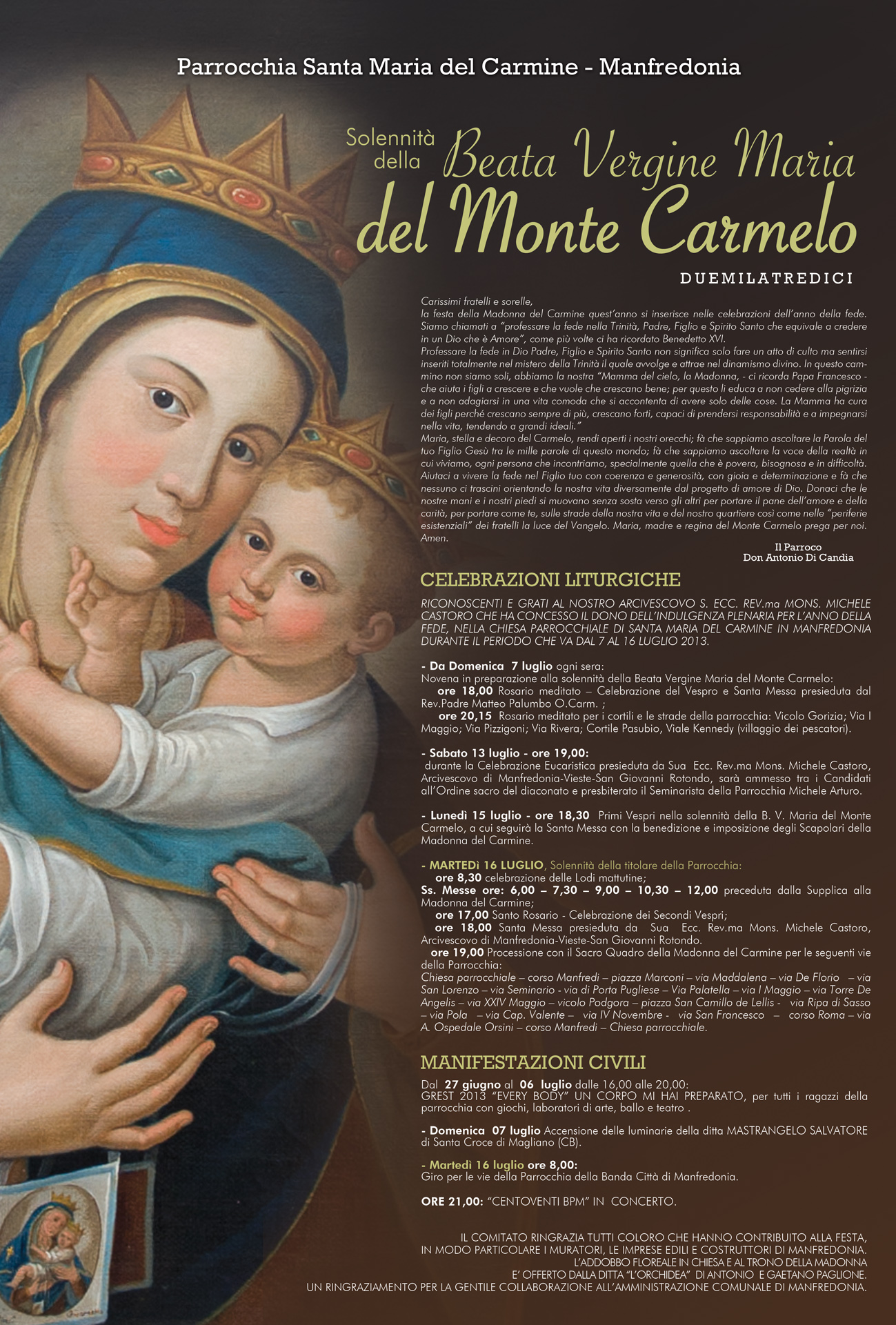 FESTEGGIAMENTI IN ONORE DELLA MADONNA DEL CARMINE