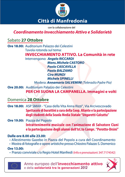 Il 27 e 28 giornate dedicate all’invecchiamento attivo: il programma