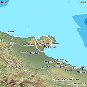 Terremoto, scossa Gargano, magnitudo 2,7, epicentro Monte S.Angelo