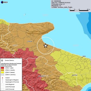 Terremoto, scossa magnitudo 2 tra Zapponeta e Margherita