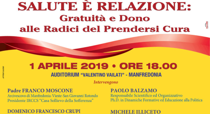 LUNEDÌ LA CERIMONIA INAUGURALE DELL’EVENTO FORMATIVO DI PASTORALE SOCIO SANITARIA 2019