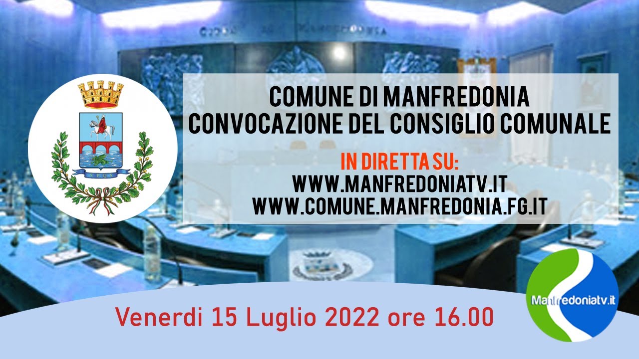 Manfredonia, ore 16.00 Consiglio Comunale in diretta