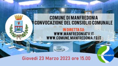 Manfredonia: ore 15.00 Consiglio Comunale